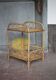 Vintage rattan serving table, two-tier side table.