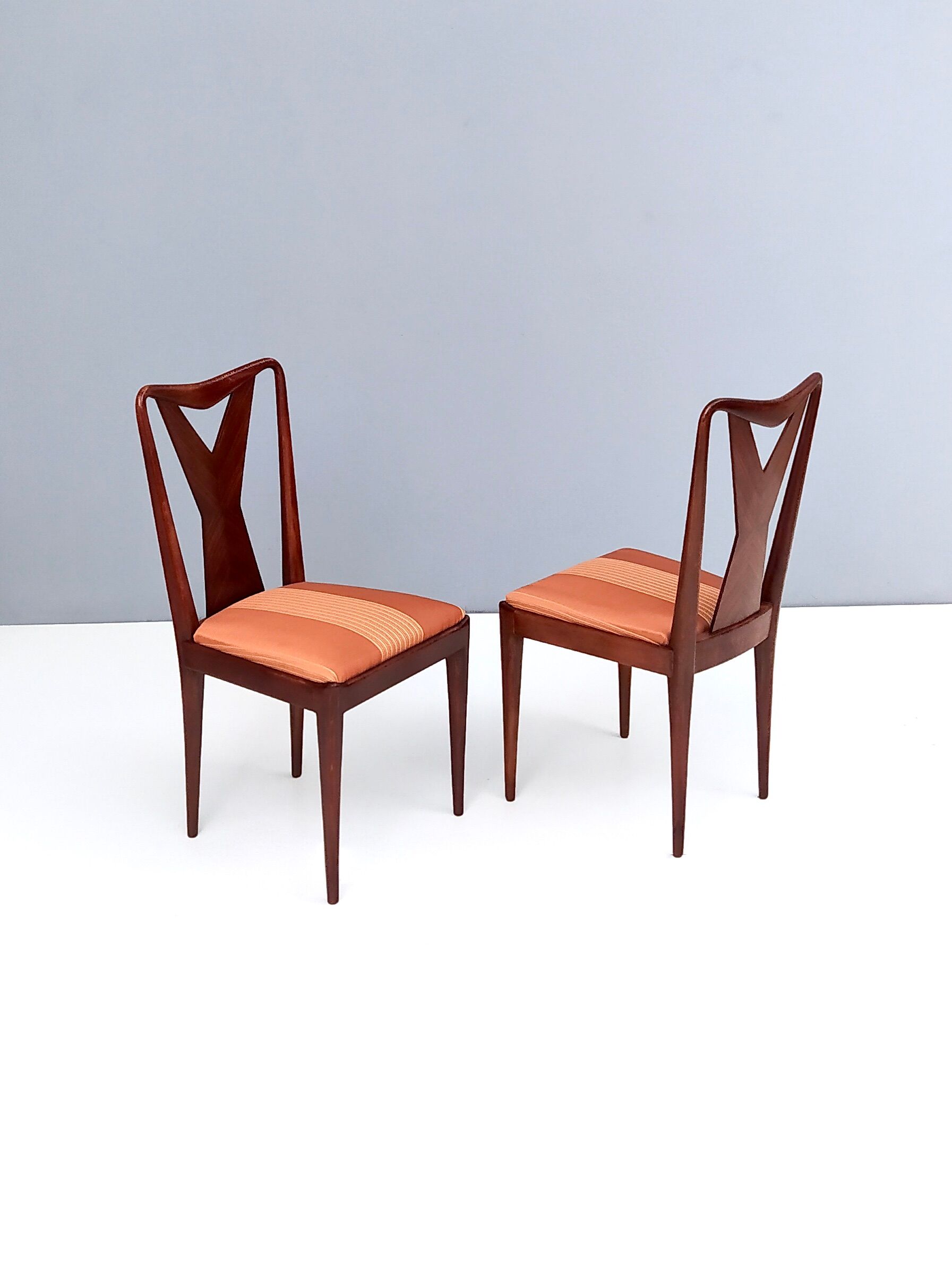 Set of Six Vintage Walnut Dining Chairs, Italy