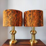 Pair of large vintage 1970s brass living room lamps