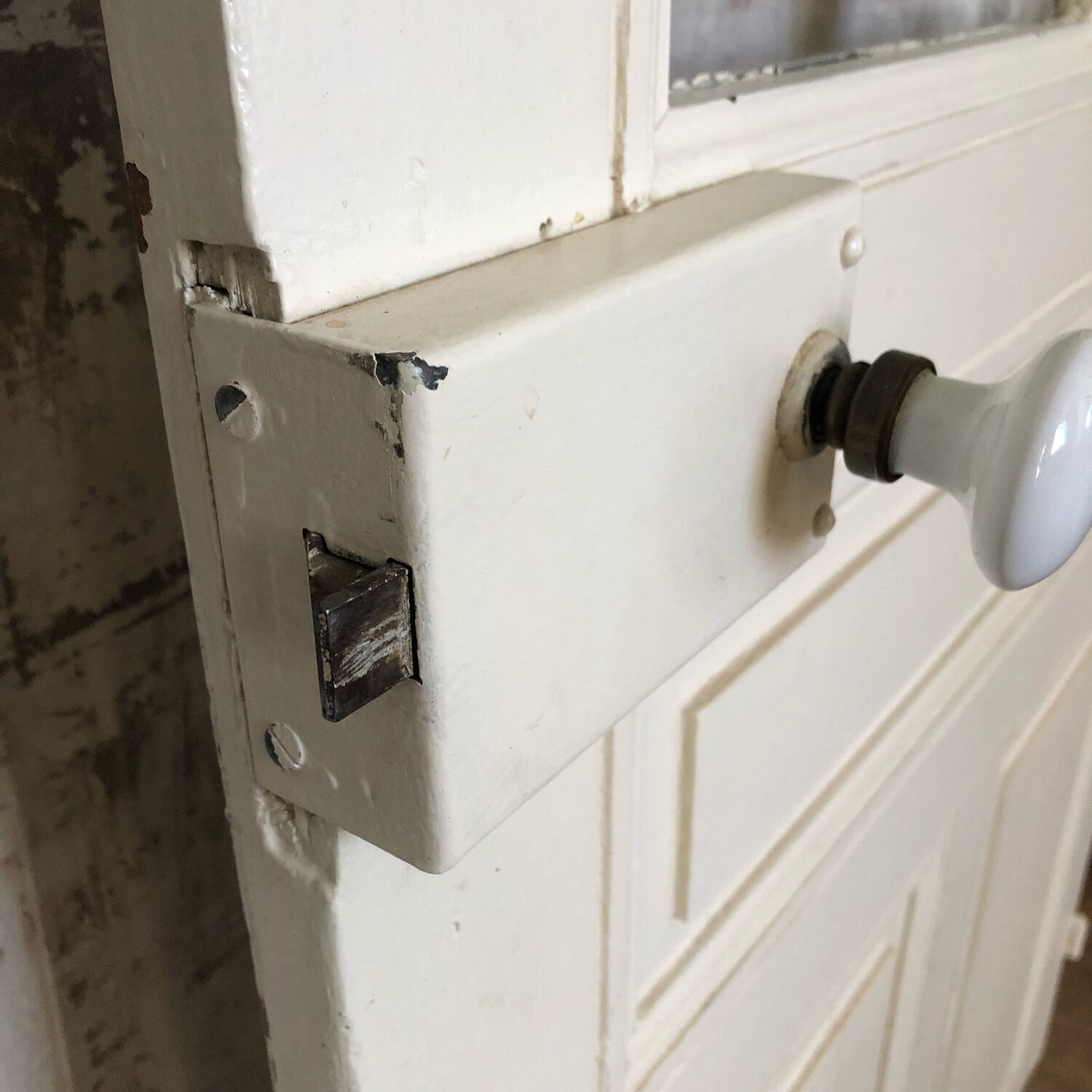 Old wooden glass door