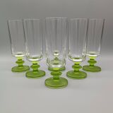 6 vintage champagne flutes with textured apple green base vemam italy