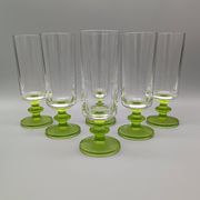6 vintage champagne flutes with textured apple green base vemam italy