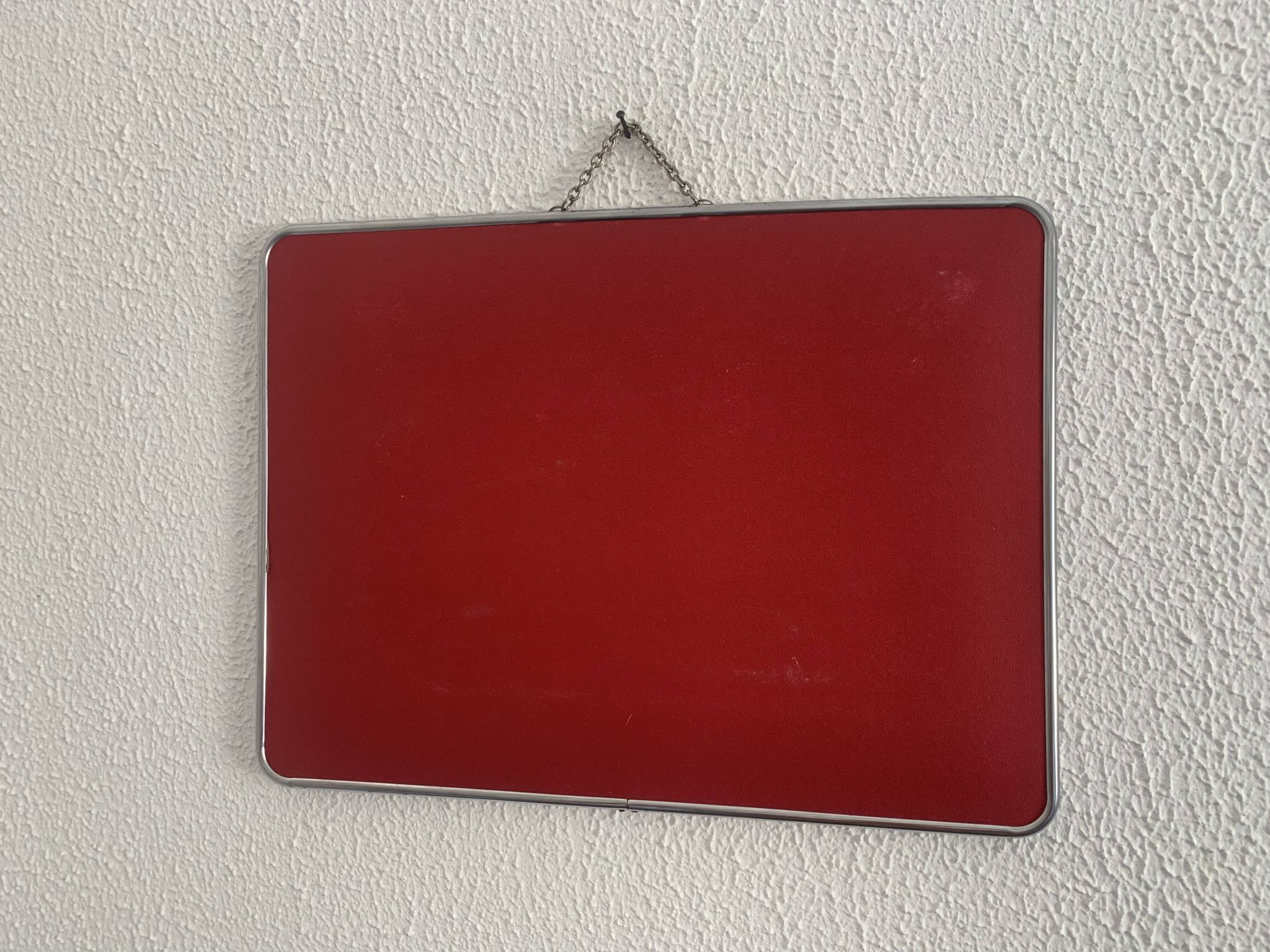 Vintage 1960s barber hairdresser red mirror - 38 x 28 cm