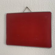 Vintage 1960s barber hairdresser red mirror - 38 x 28 cm