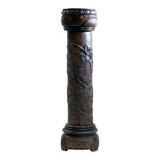 Handcarved wooden pedestal column with grapevine motiv, France 1950s
