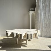 Très grande table basse en manguier blanchi plateau organique D:140cm