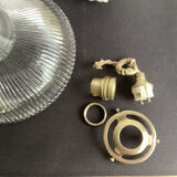 Vintage striped glass holophane pendant light