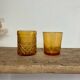 6 mismatched vintage amber glasses