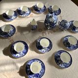 Service à thé/café ancien Villeroy et Bosh motifs Asie bleu