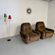 Lot of 2 cosy fabric armchairs, French design, vintage 1970s.