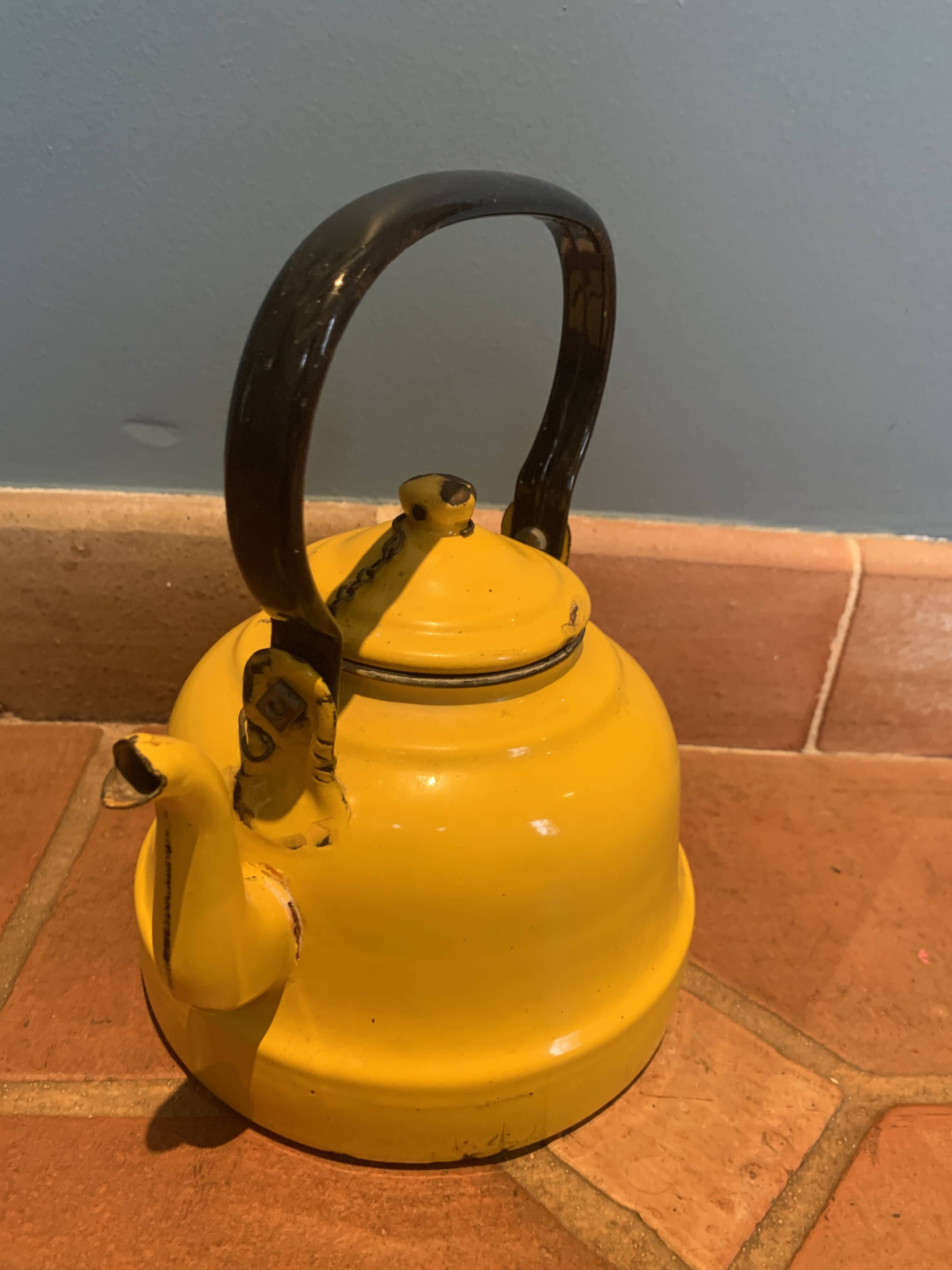Yellow enamel kettle