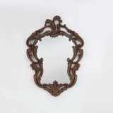 Baroque mirror with hand carved oak ornated frame, France 1950s