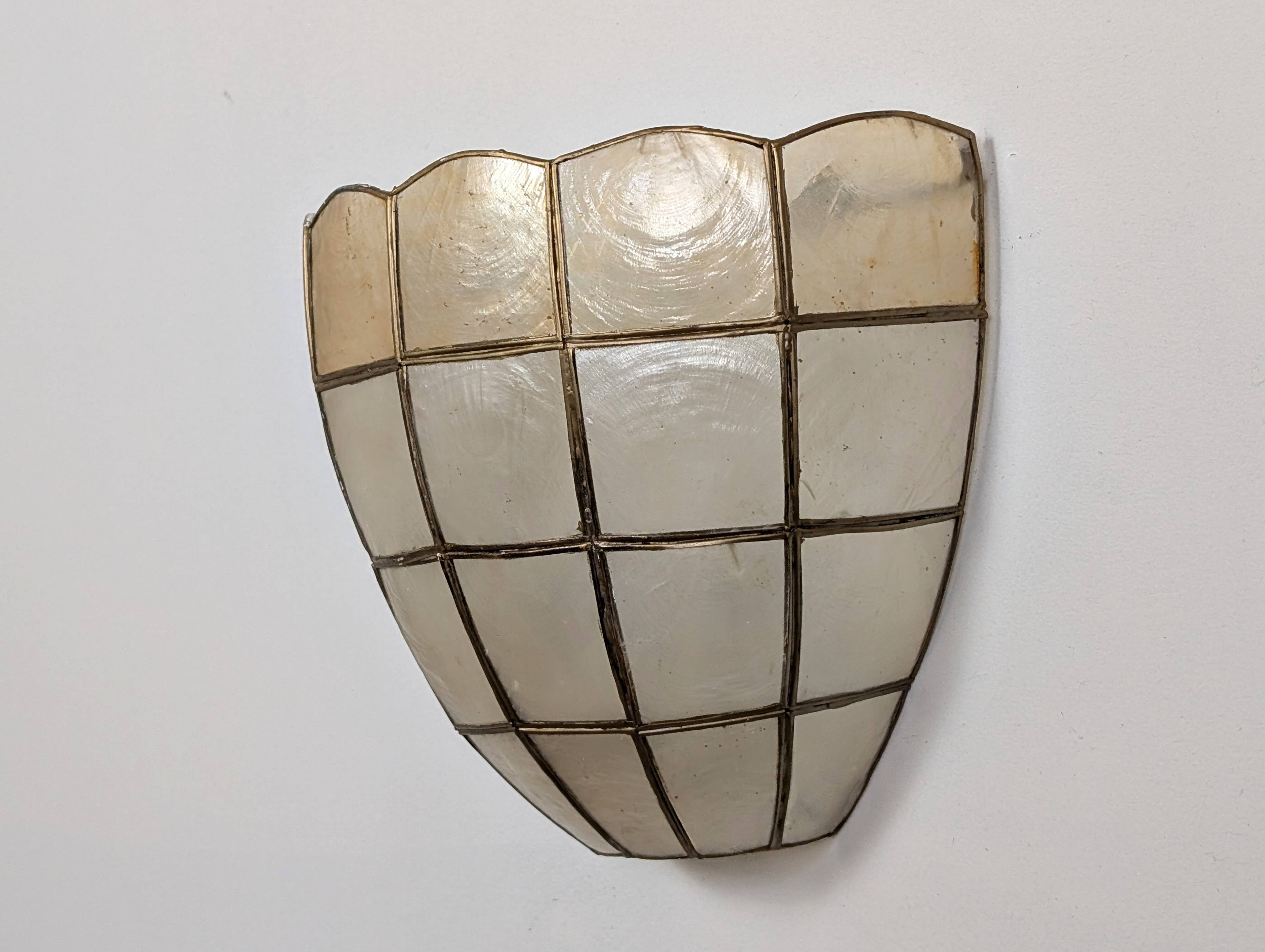 Pair of mother-of-pearl wall lights