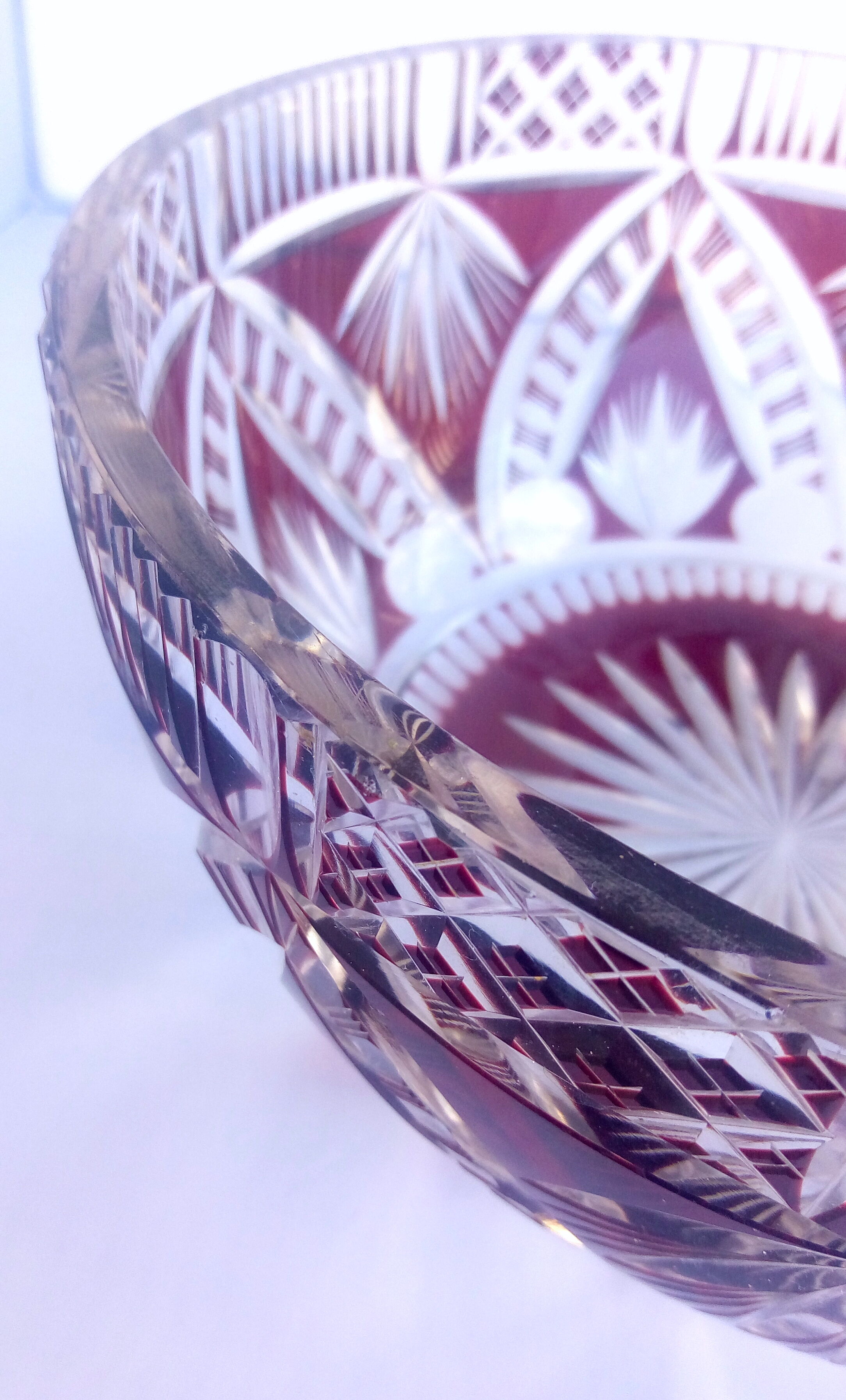Red Bohemian crystal salad bowl