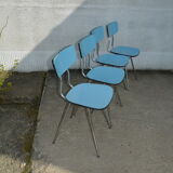 Lot of 4 chairs in blue formica