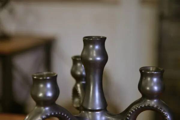 Pair of ceramic candlesticks, Sars-Poteries, 1950s