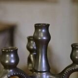 Pair of ceramic candlesticks, Sars-Poteries, 1950s