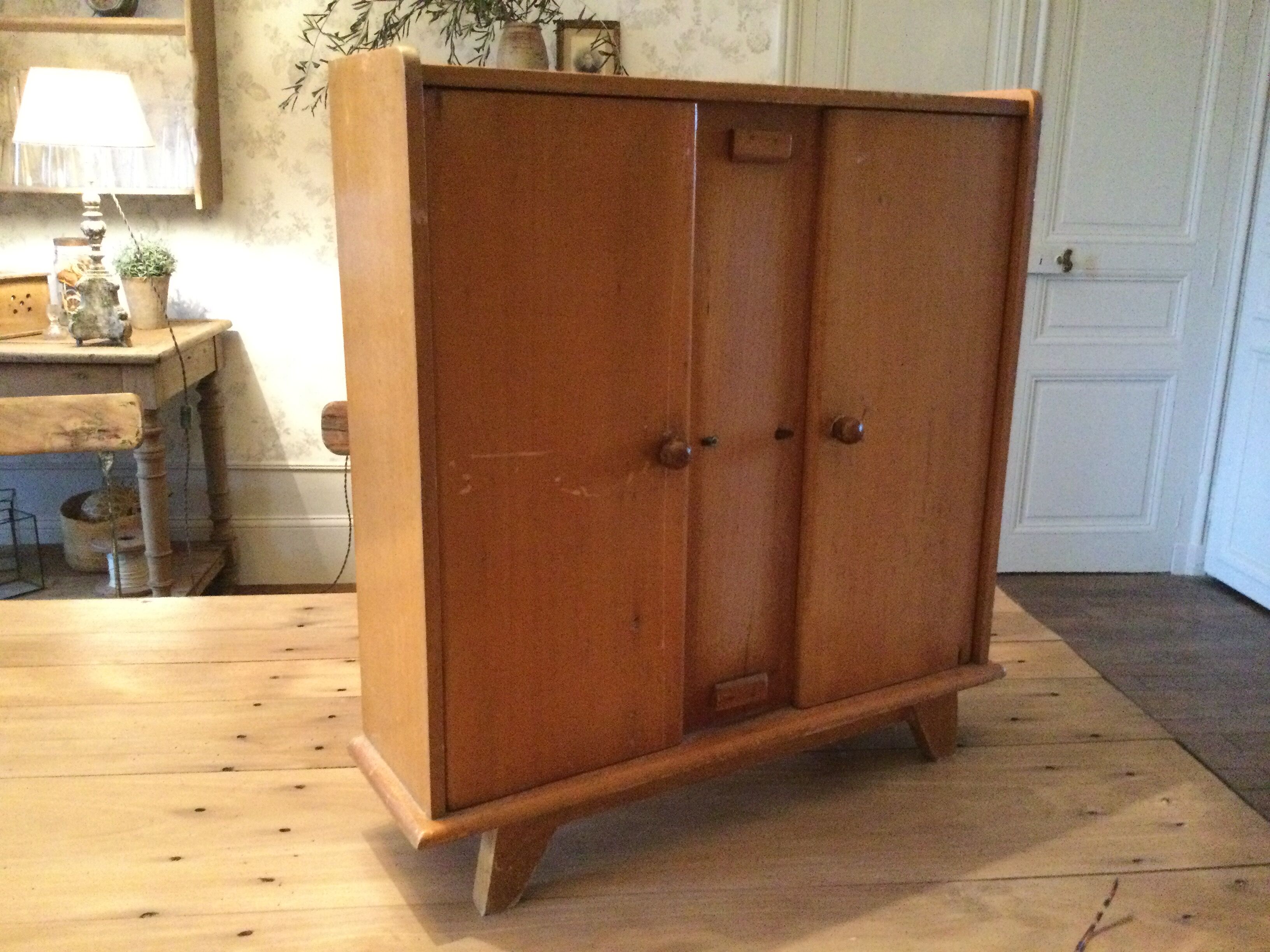 Vintage doll wardrobe cabinet