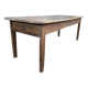Antique farmhouse table in solid oak with tapered legs and 1 drawer at the end.