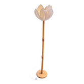 Lampadaire fleur en bois tourné, années 70-80