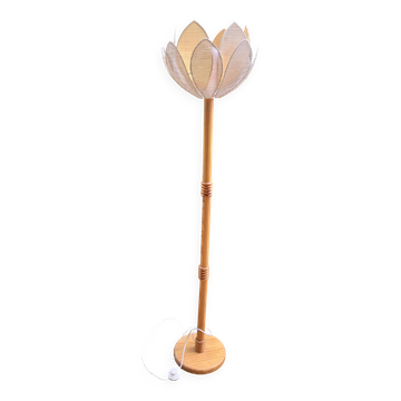 Lampadaire fleur en bois tourné, années 70-80