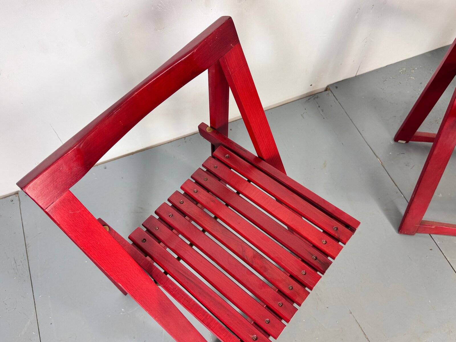 Mid-century Italian red foldable chairs by Aldo Jacober for Bazzani, 1960s, set of 2