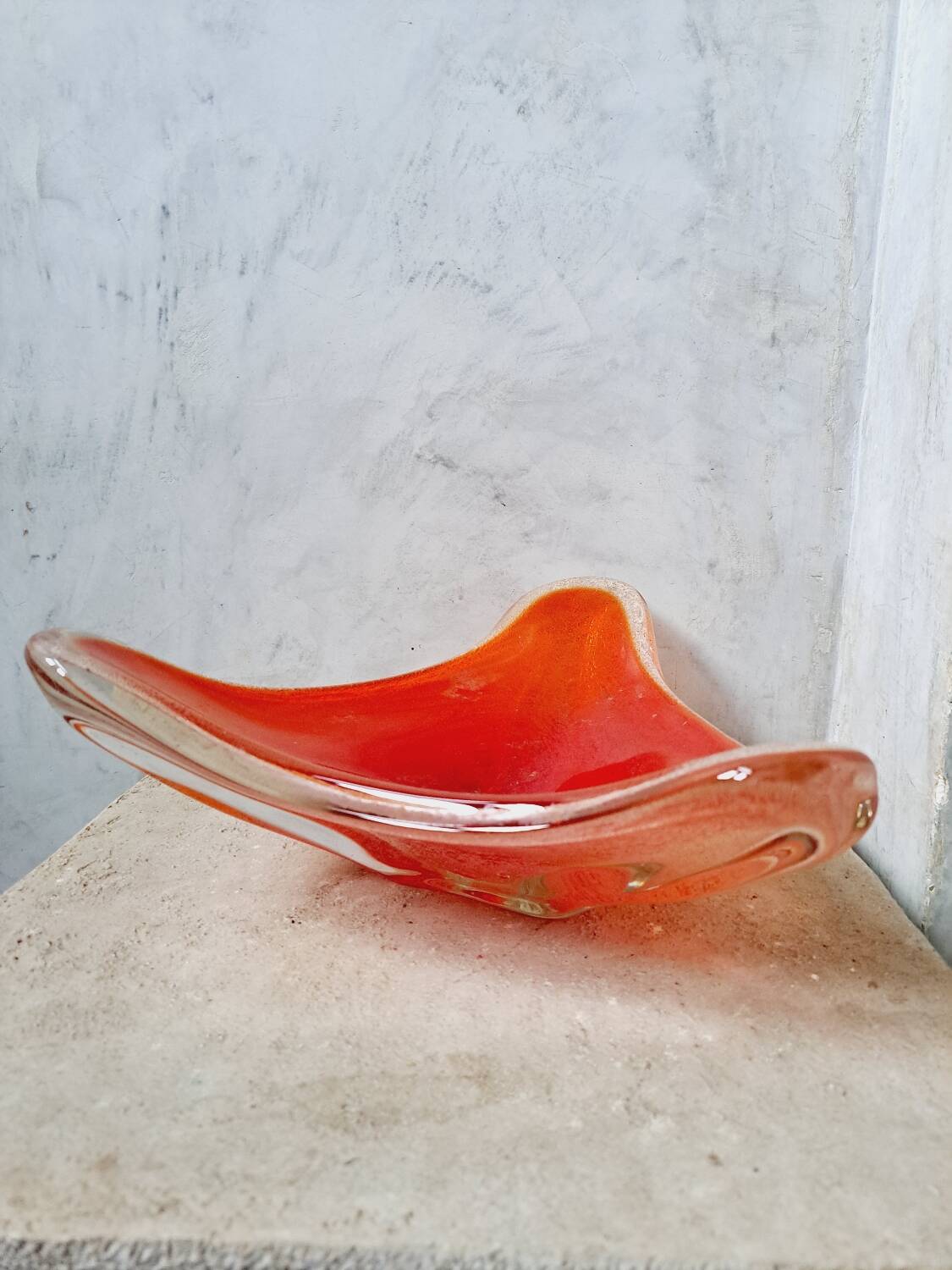 Vintage large Murano bubble glass empty pocket