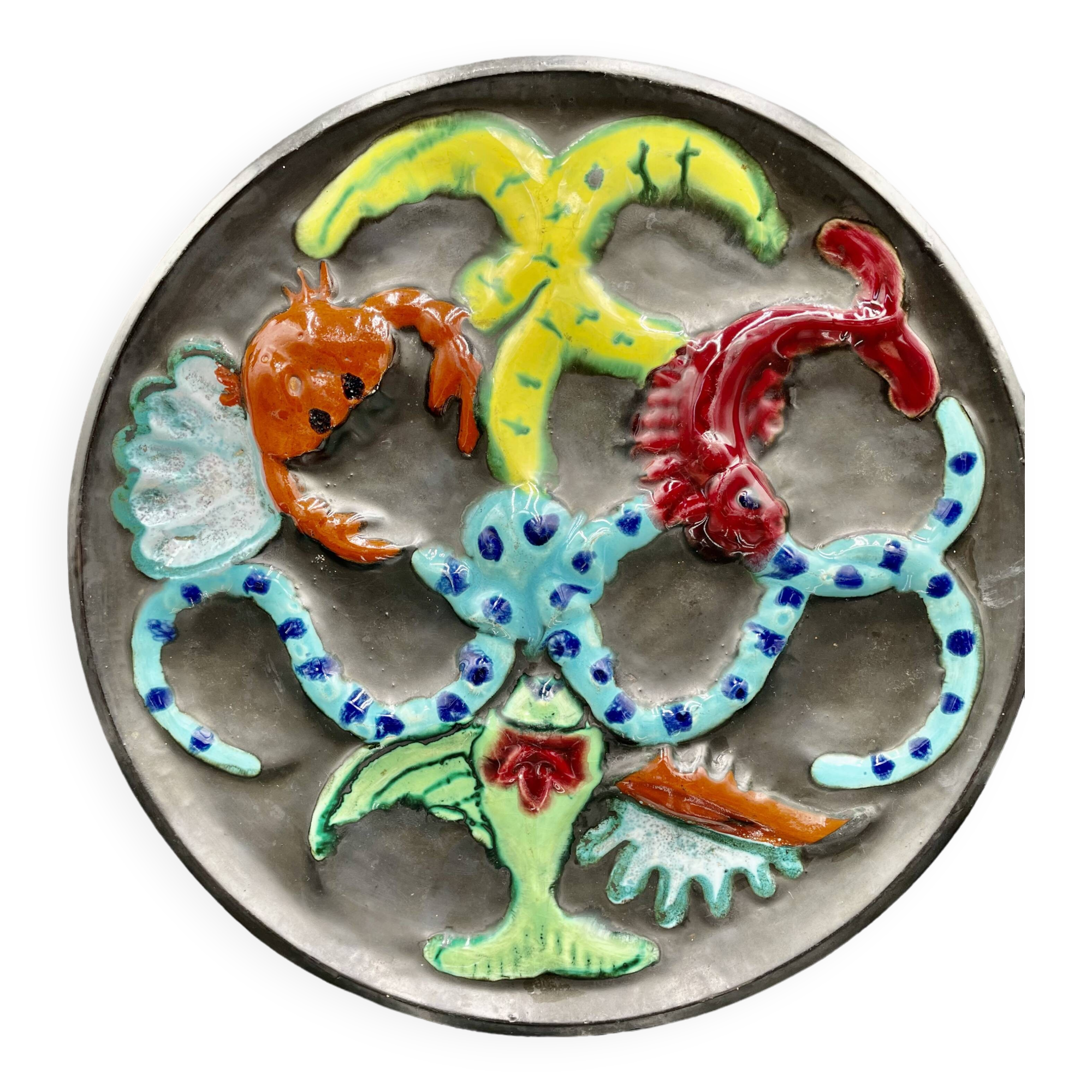 Large oyster or shellfish dish signed cérenne