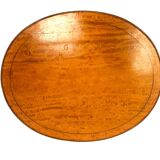 Oval pedestal table in veneer wood and black wood net 20th century
