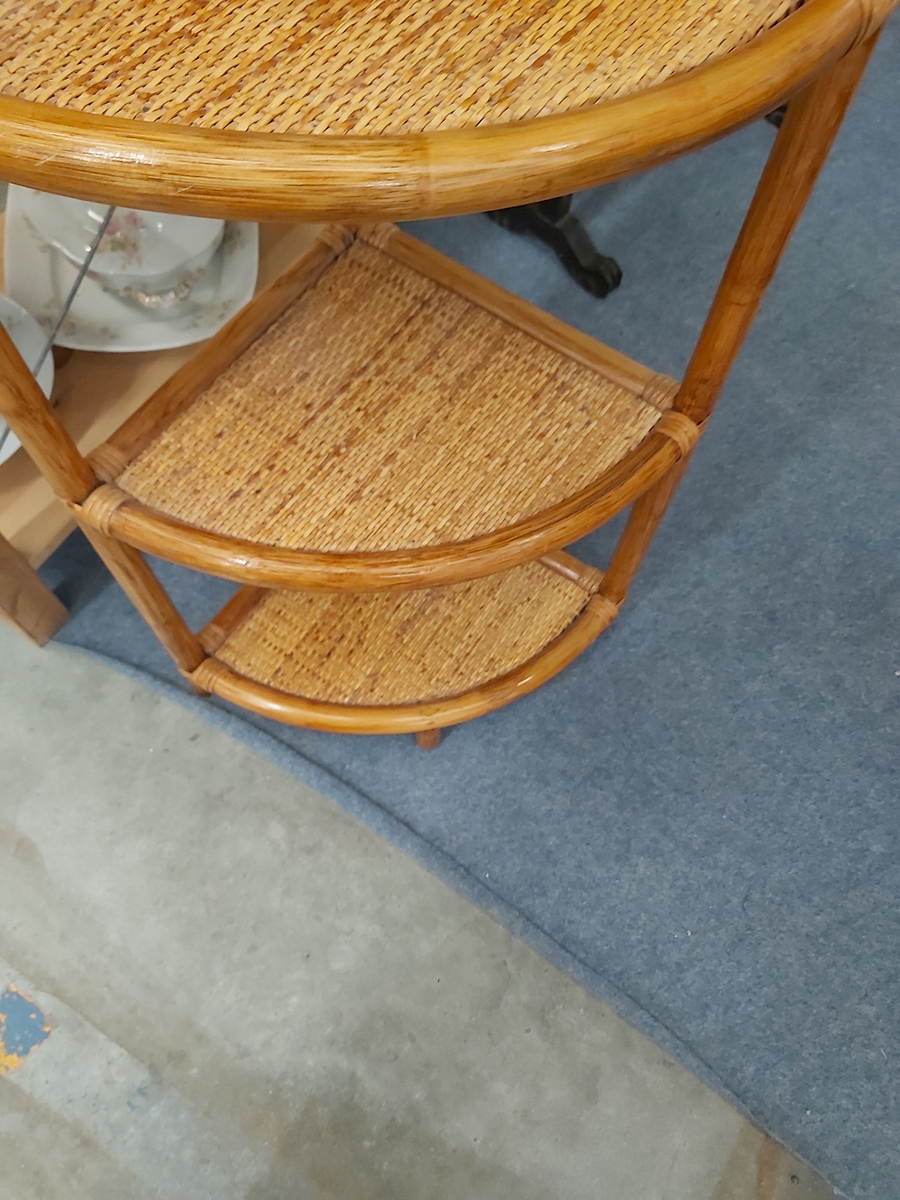 Rattan corner shelf