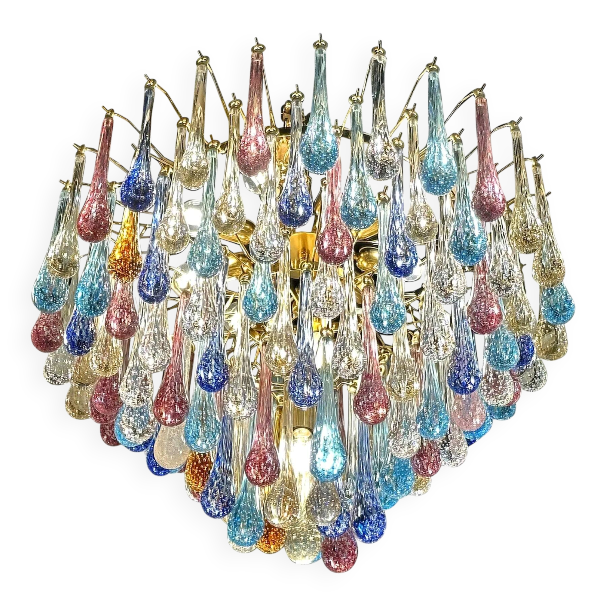 Grand Lustre en Verre de Murano Multicolore – Design Scénique