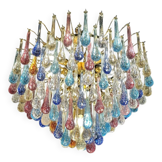 Grand Multicolor Drops Murano Glass Chandelier – Scenographic Design