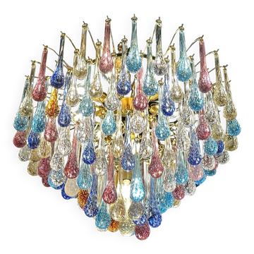 Grand Multicolor Drops Murano Glass Chandelier – Scenographic Design