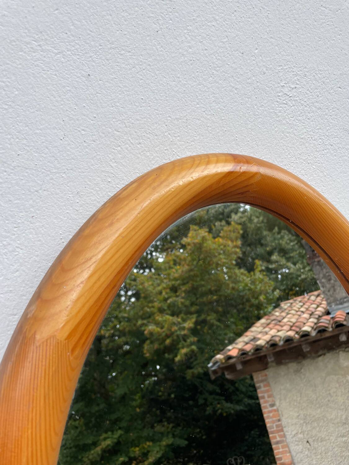Oval pine mirror 1980 Regain
