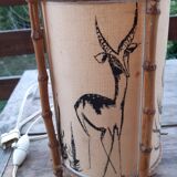 Rattan lamp and parchment 1950