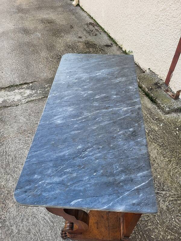 Empire restauration console with marble top in walnut from the 19th century