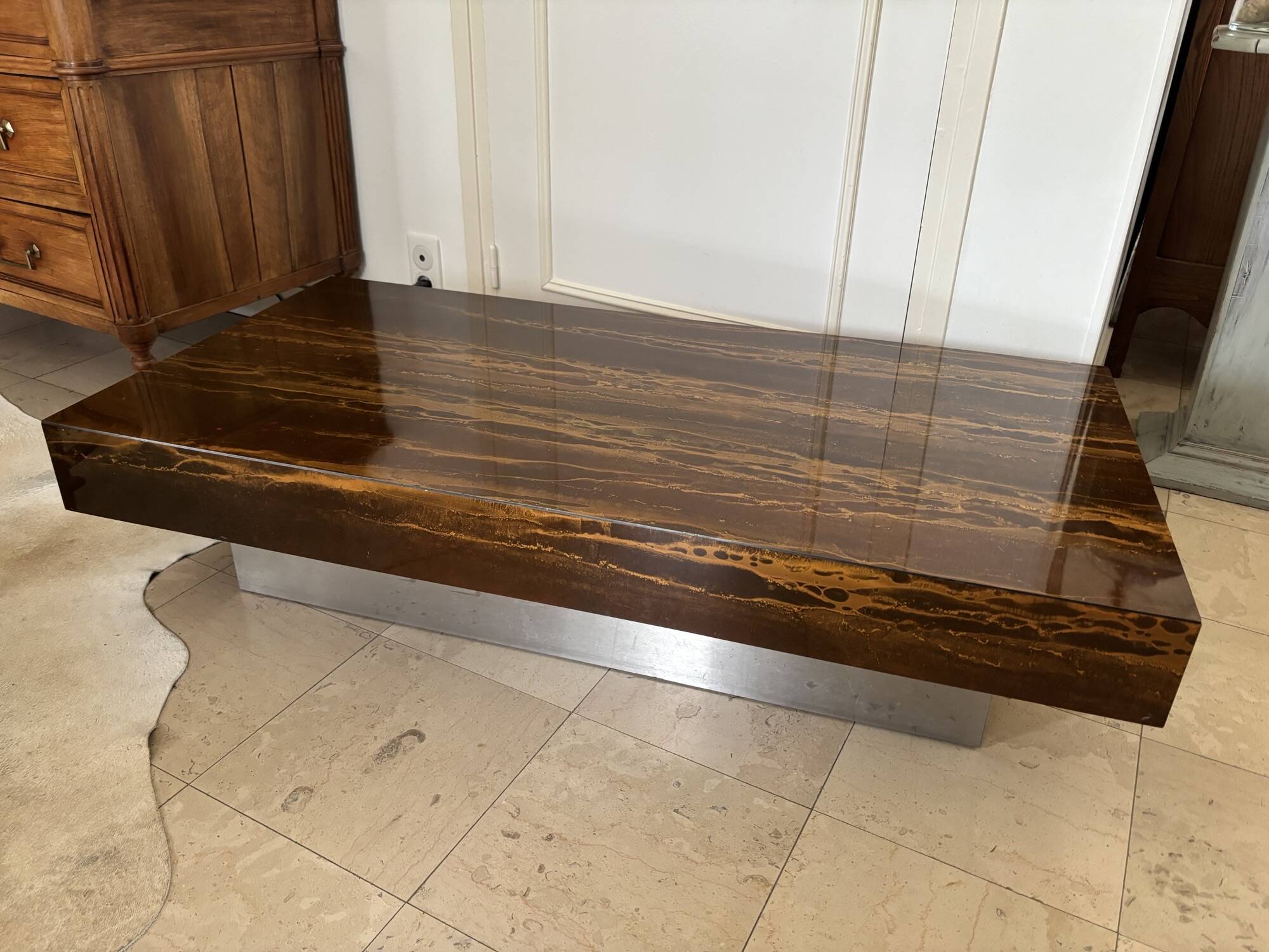 vintage coffee table from the 1970s known as Solar Eruption by Lefevre Roset