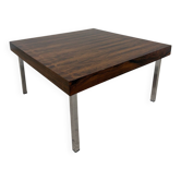 Table basse vintage en palissandre et acier chromé – Années 70