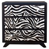 Restored chest of drawers with zebra tapestry 20th century