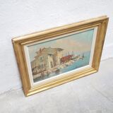 Old painting, oil on panel signed Roustin