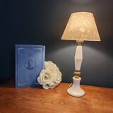 Vintage Table Lamp in White Marble and Brass