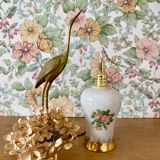 Vintage tulip ride in white opaline drawings of roses