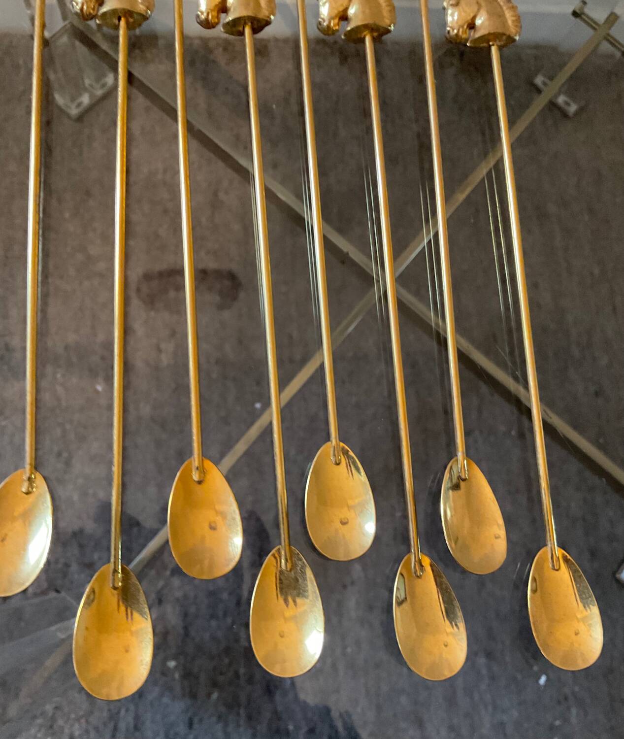 Series of 8 vintage golden spoons