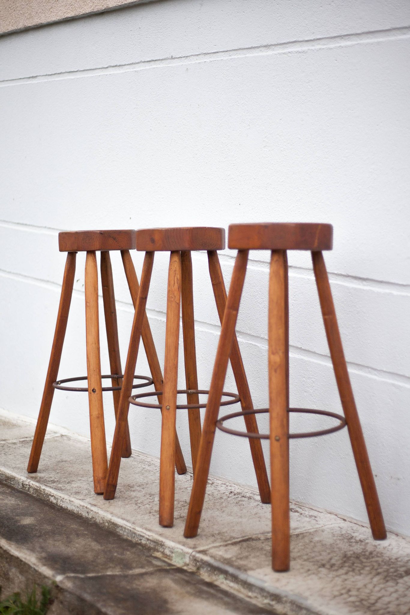 Bar stool X 3, wood and metal stool, brustalist stool, high stool