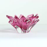 1960s Pink Art Glass Bowl, Frantisek Zemek Czechoslovakia