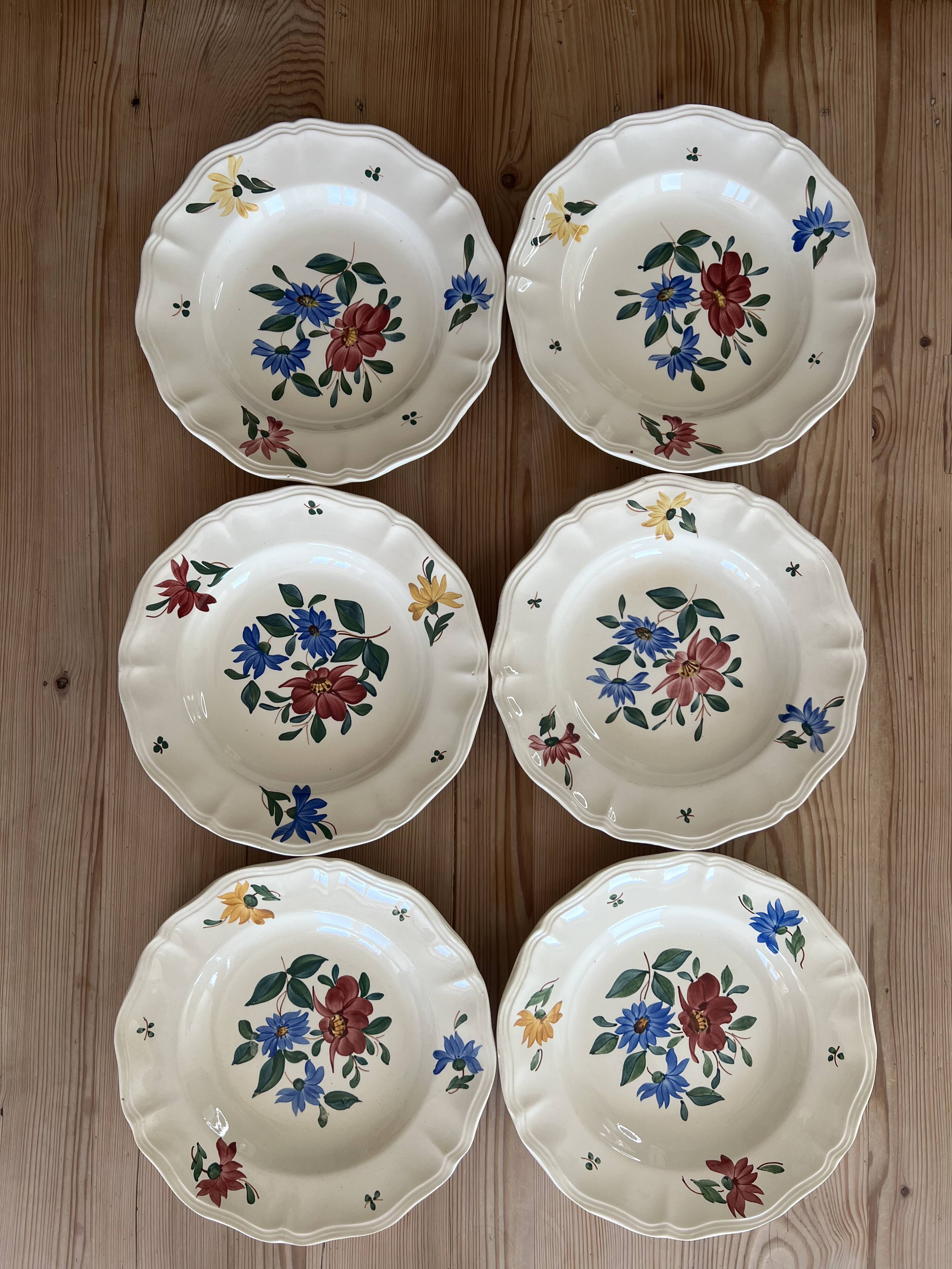 Lot of 6 deep plates from Sarreguemines and Digoin.