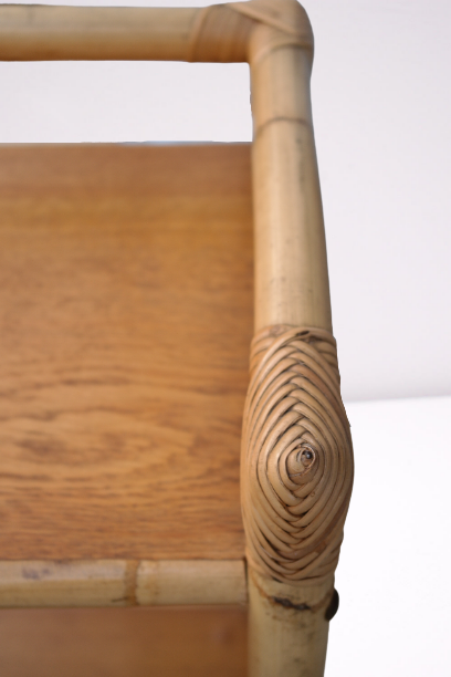 Chevet/table appoint/vintage bambou osier et chêne