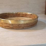 Bauhaus rattan tray with gilded brass edge, G. Crespi