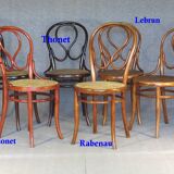 Set of 6 chairs no. 20 known as "omega" caned, including 3 thonet.