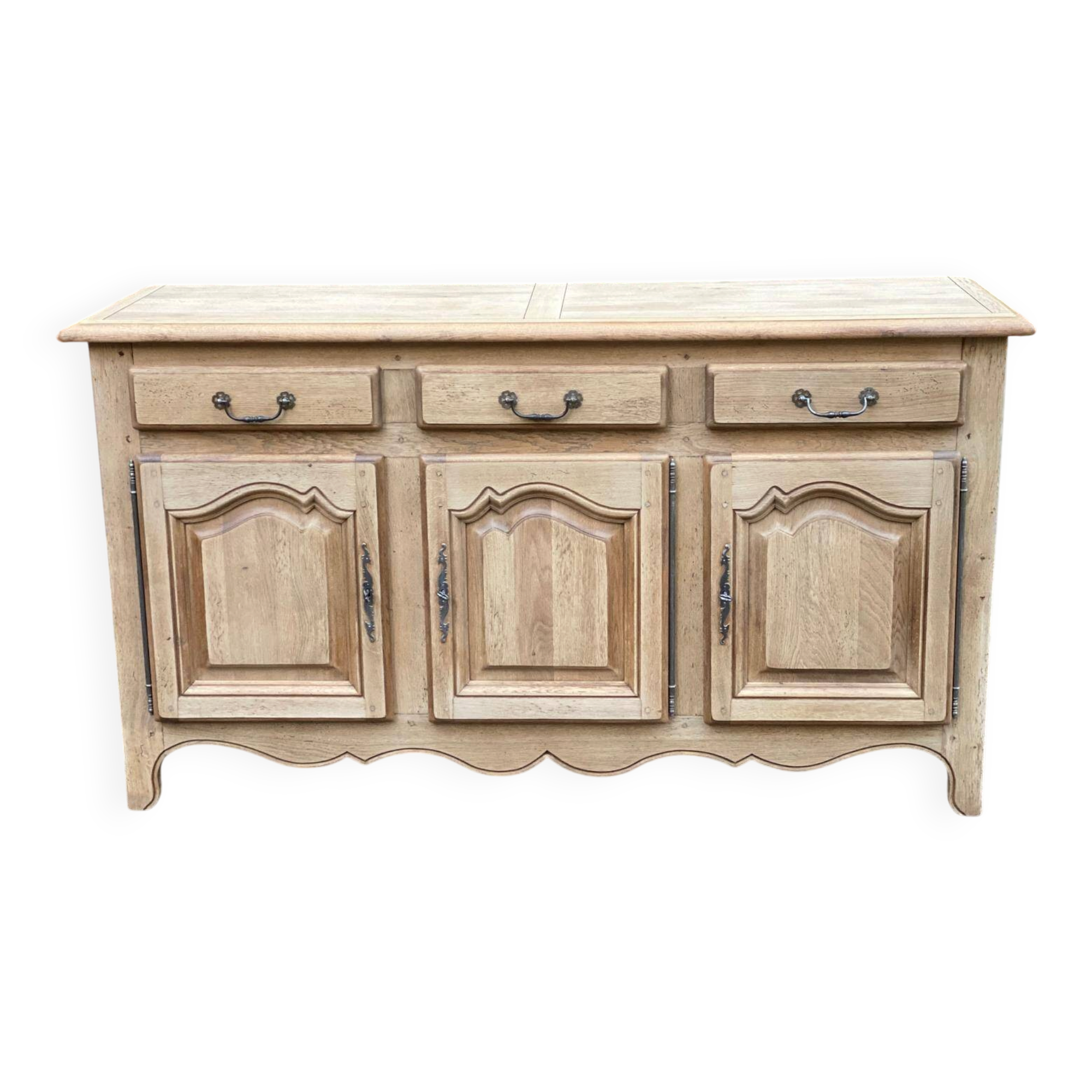 Renovated sideboard in solid oak from the 19th century, 190cm.
